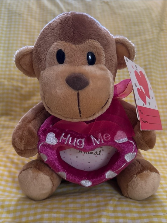 Walmart Other - Plush Brown Monkey 'Hug Me' Stuffed Animal - Pink Heart Accessory pic frame